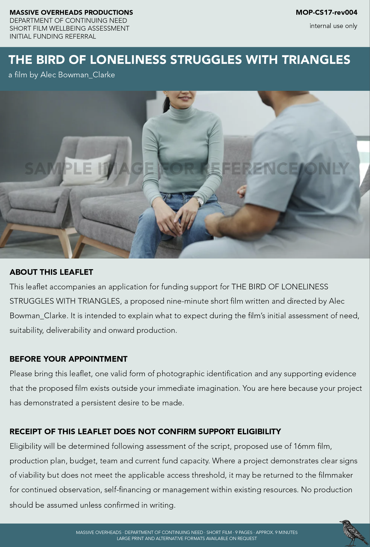 THE BIRD OF LONELINESS STRUGGLES WITH TRIANGLES — Support leaflet