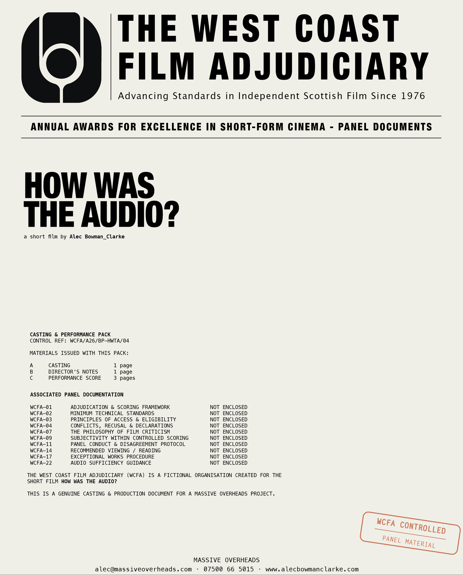 HOW WAS THE AUDIO? — Film pitch