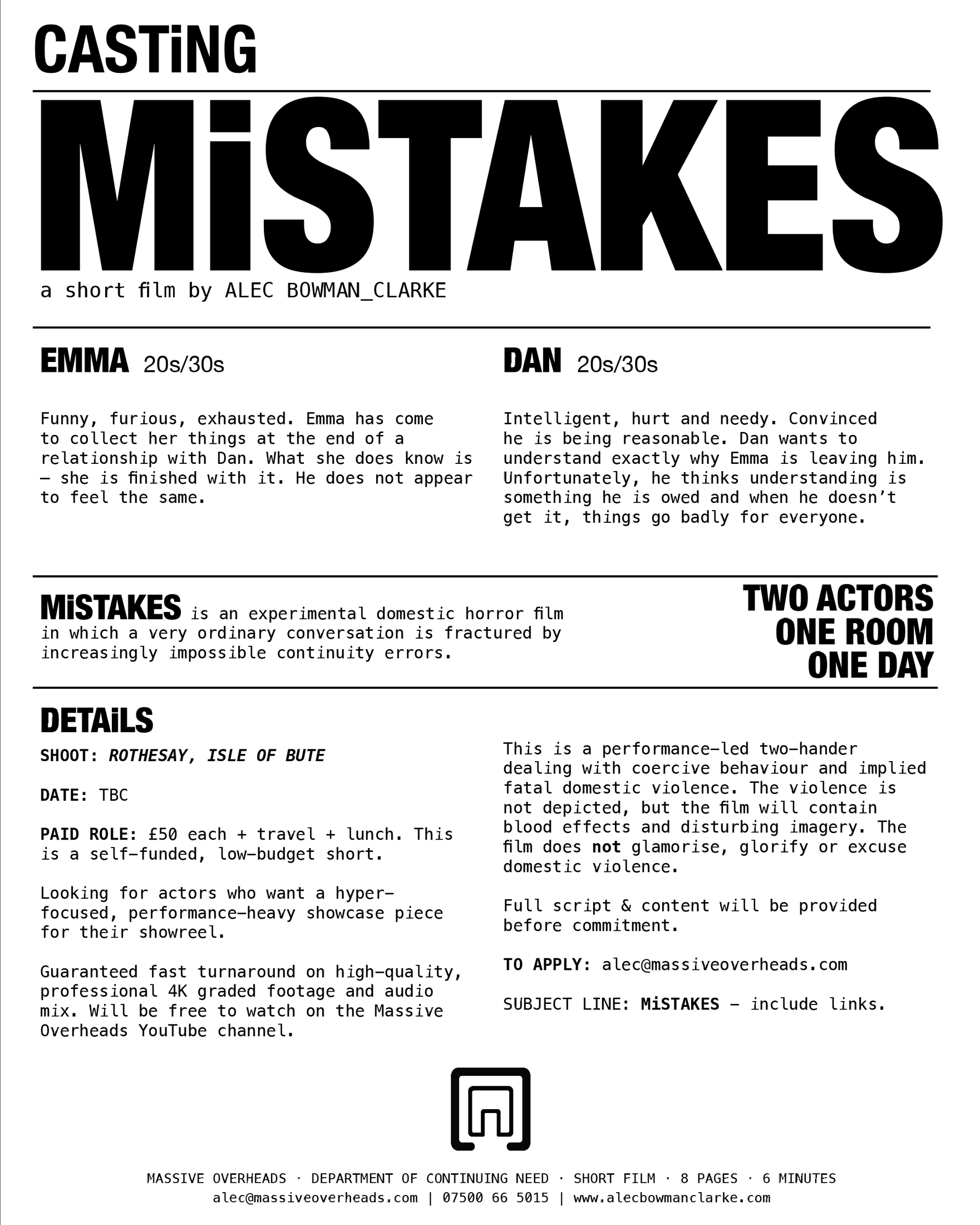 MISTAKES — Casting notice